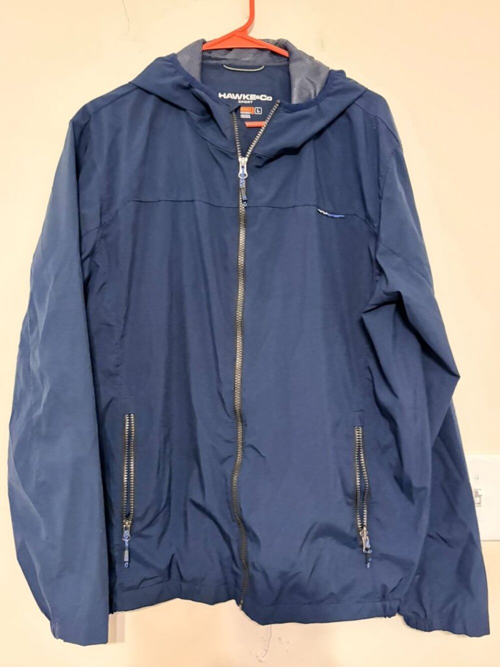 Men's Navy Blue Hawke & Co. Sport Zip Up Rain Performance Jacket Size Large